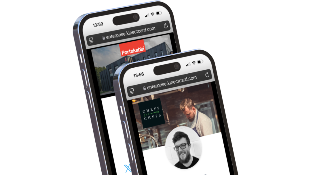 Digital business cards on screen