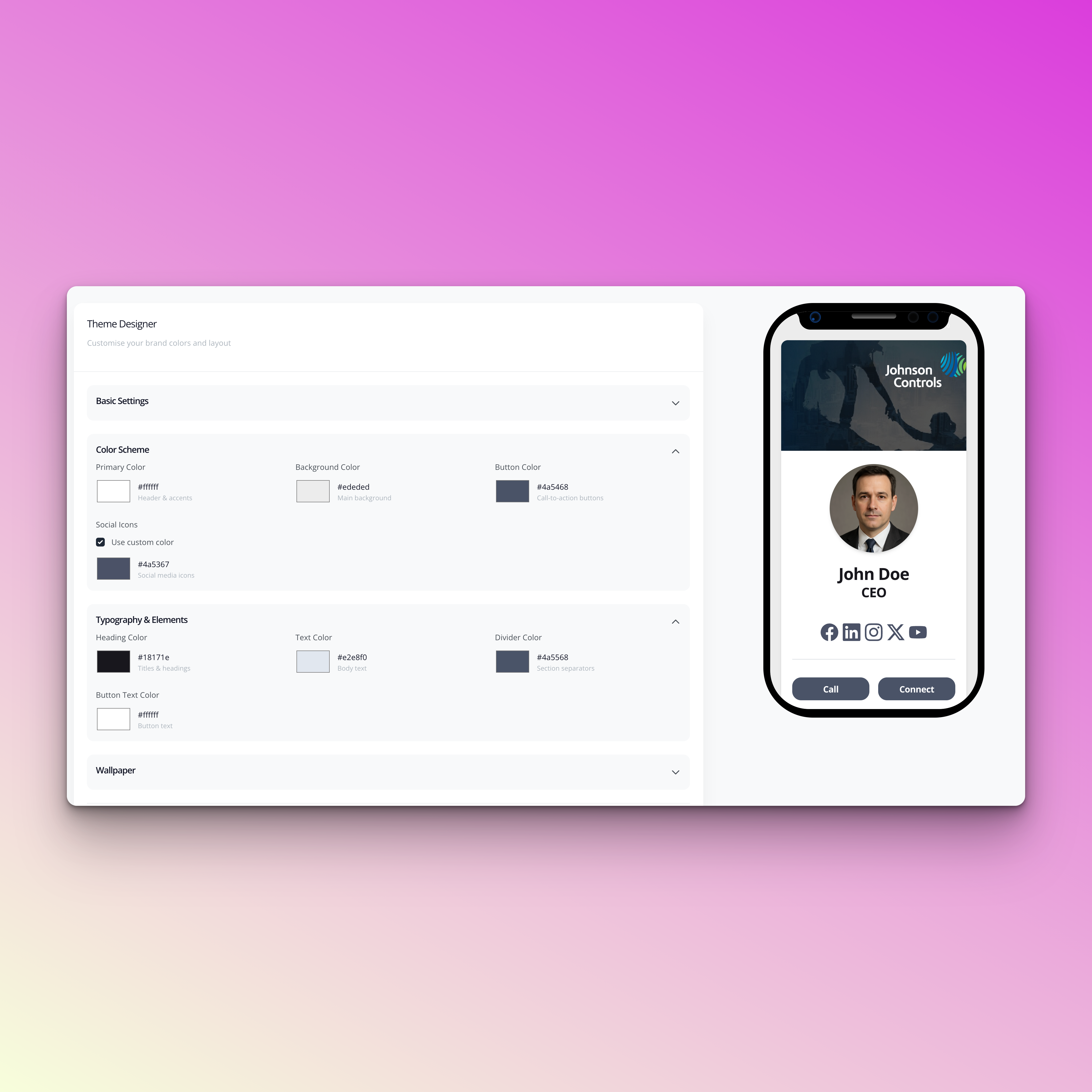 Customising Digital business card profiles with Kinect Cards themes editor