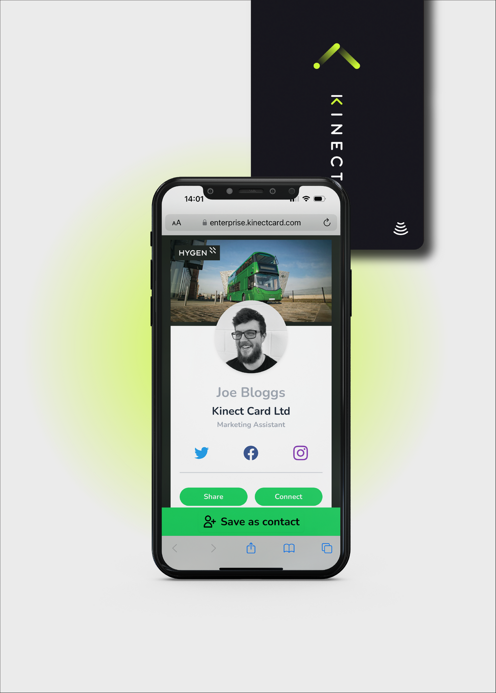 Kinect Configuration Card NFC Business Cards UK | Kinect Card