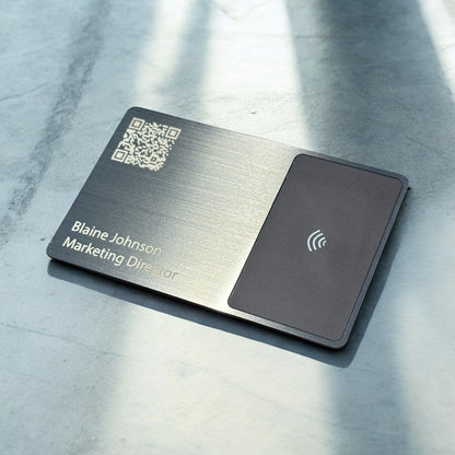 Gun metal pure metal NFC Business Card reverse