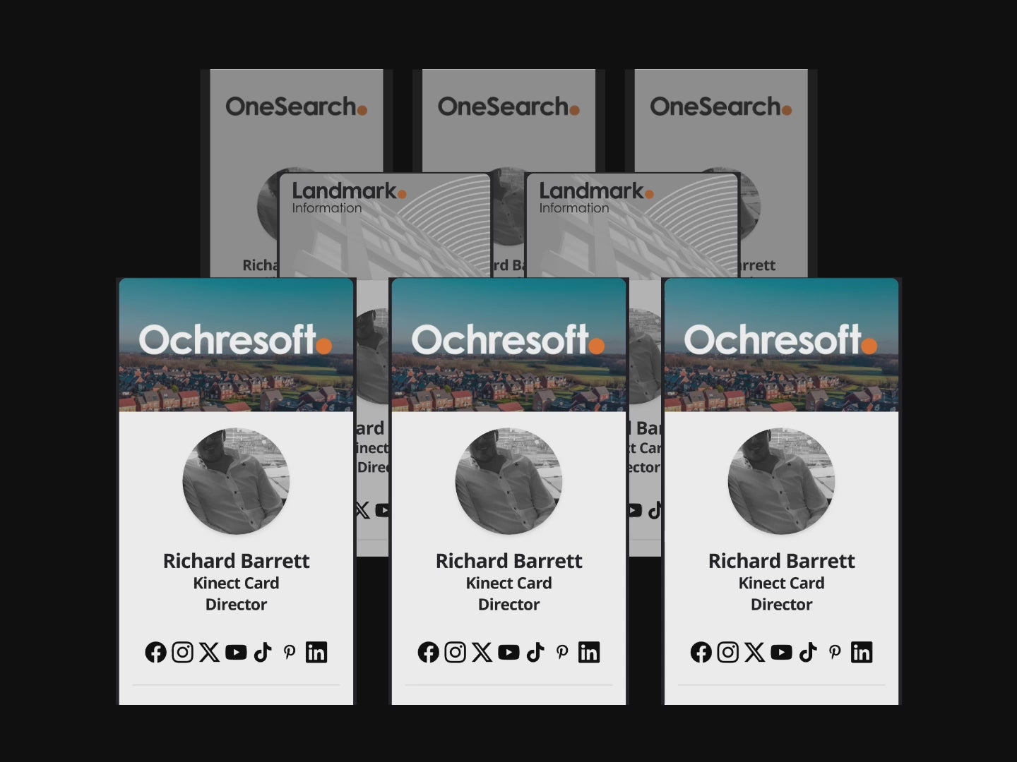Load video: Multiple digital business cards moving video 